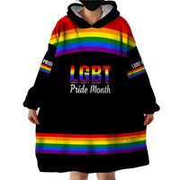 Pride Month LGBT Wearable Blanket Hoodie Proud Of Who I Am Black - Wonder Print Shop