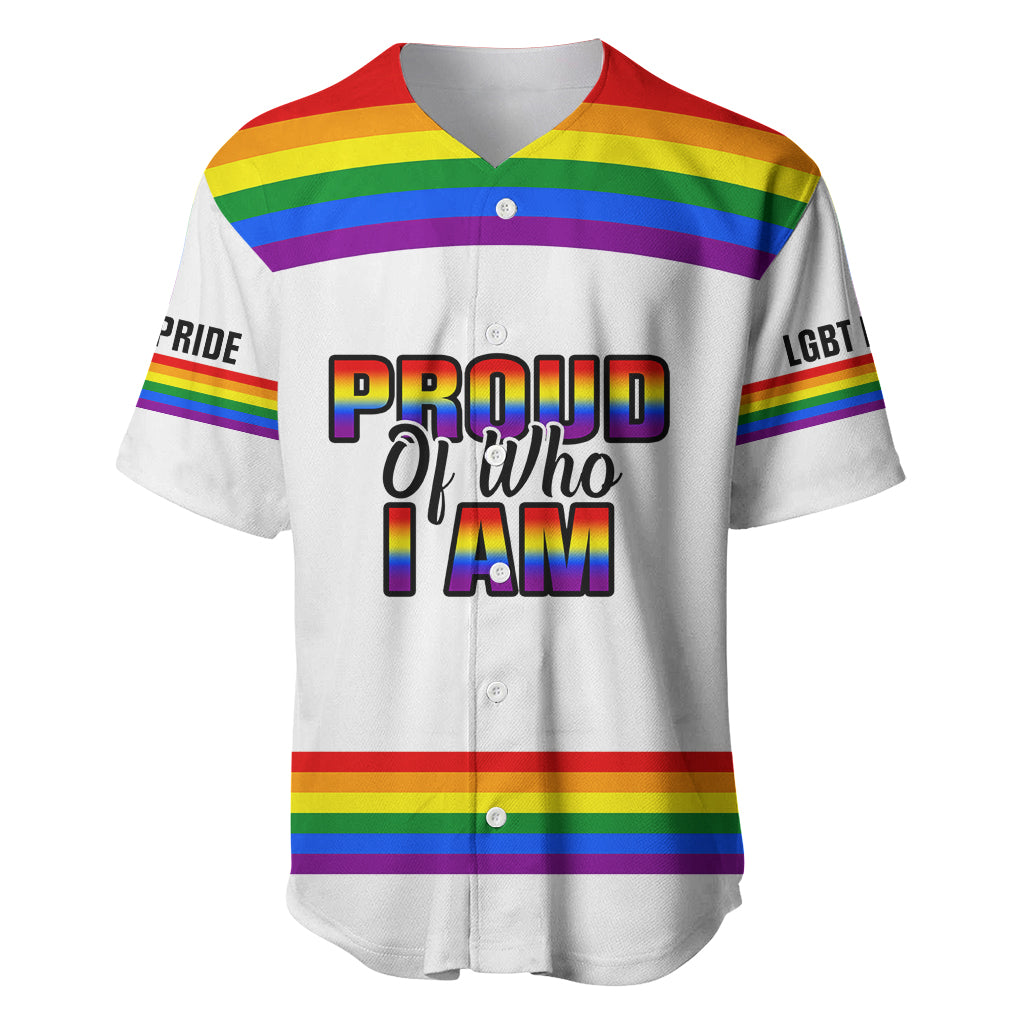 Pride Month LGBT Baseball Jersey Proud Of Who I Am White - Wonder Print Shop