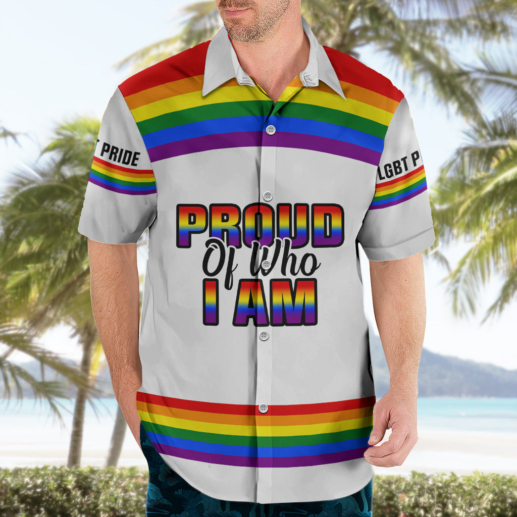 Pride Month LGBT Hawaiian Shirt Proud Of Who I Am White - Wonder Print Shop