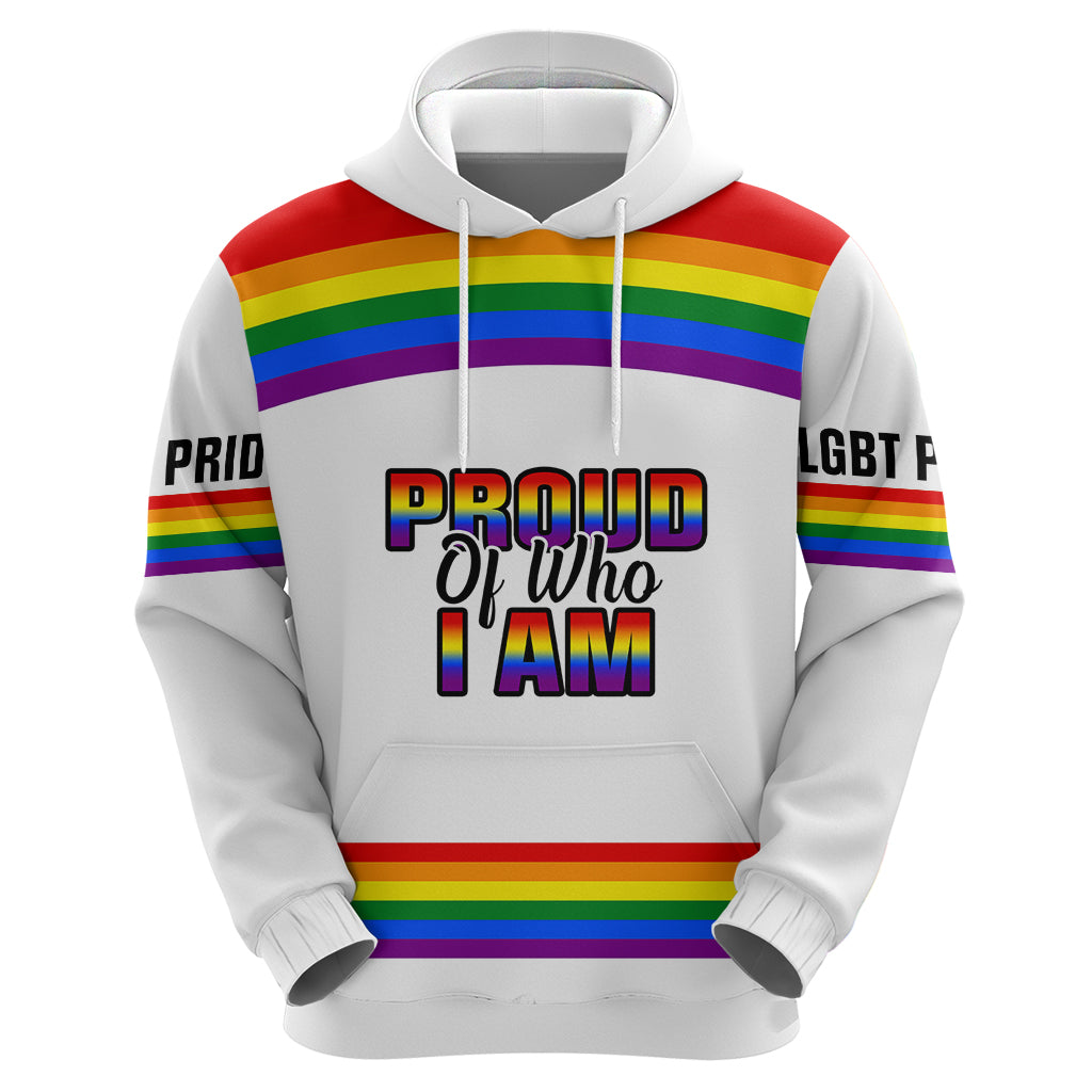 Pride Month LGBT Hoodie Proud Of Who I Am White - Wonder Print Shop