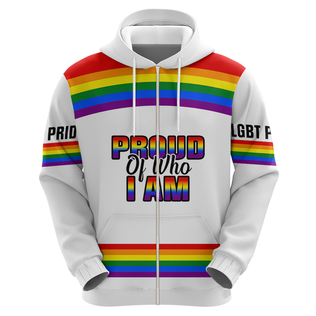 Pride Month LGBT Hoodie Proud Of Who I Am White - Wonder Print Shop