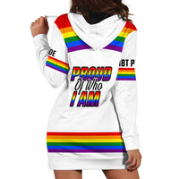 Pride Month LGBT Hoodie Dress Proud Of Who I Am White - Wonder Print Shop
