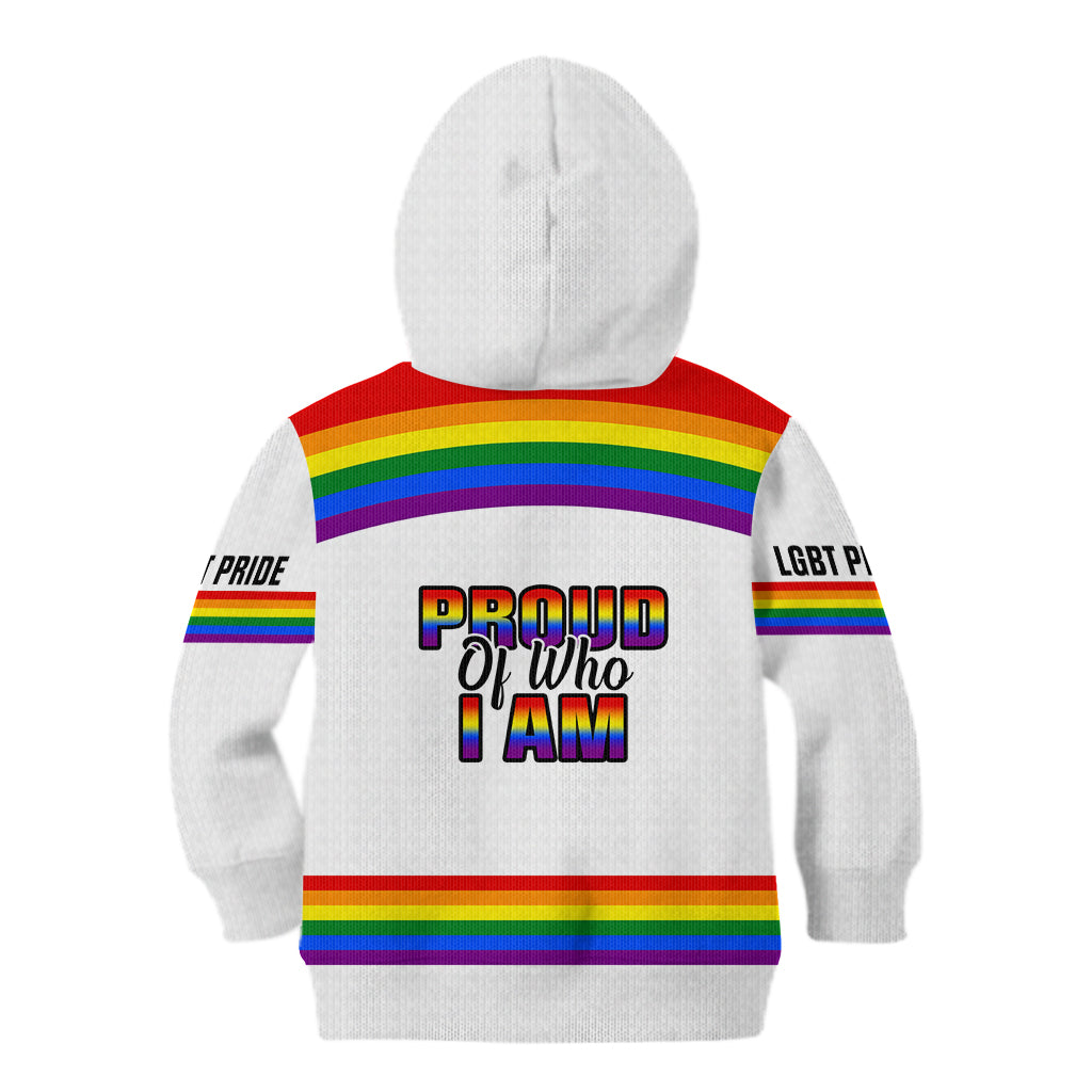 Pride Month LGBT Kid Hoodie Proud Of Who I Am White - Wonder Print Shop
