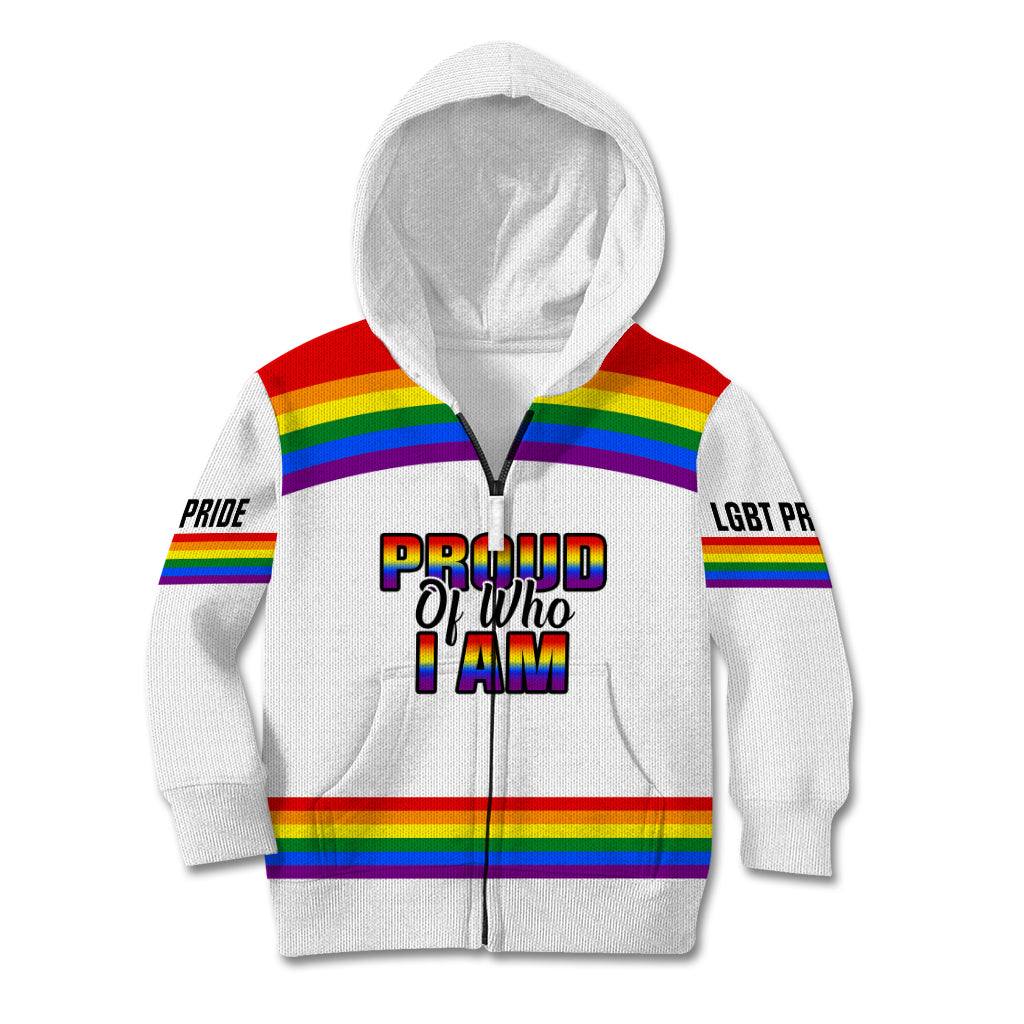 Pride Month LGBT Kid Hoodie Proud Of Who I Am White - Wonder Print Shop