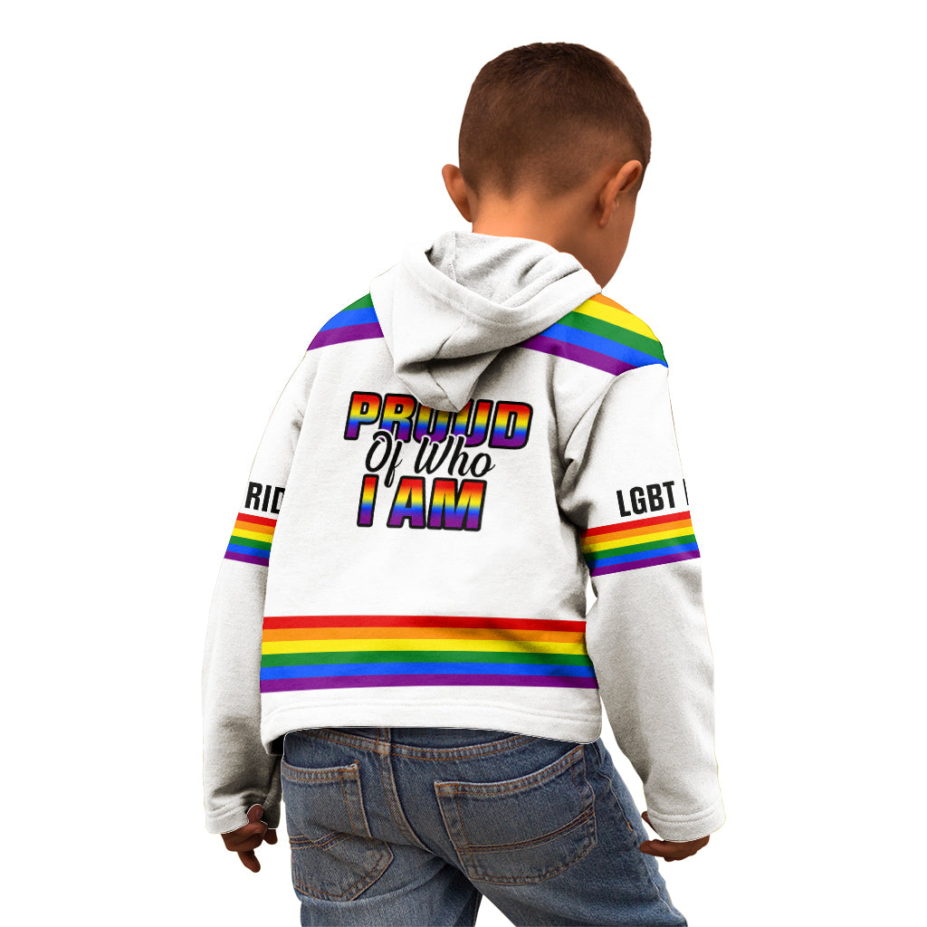Pride Month LGBT Kid Hoodie Proud Of Who I Am White - Wonder Print Shop