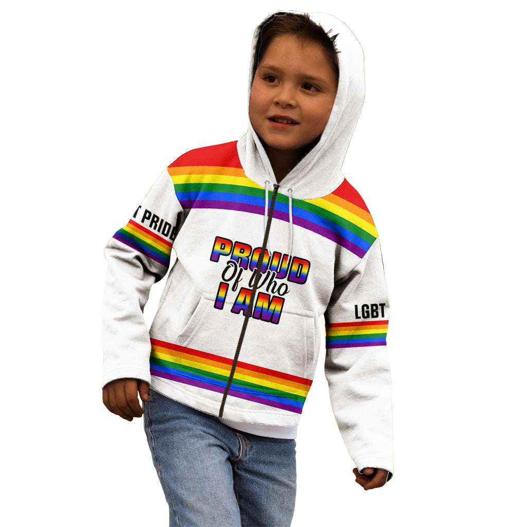 Pride Month LGBT Kid Hoodie Proud Of Who I Am White - Wonder Print Shop