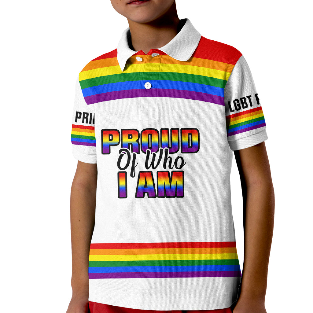Pride Month LGBT Kid Polo Shirt Proud Of Who I Am White - Wonder Print Shop