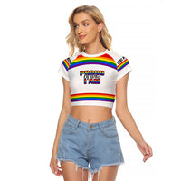 Pride Month LGBT Raglan Cropped T Shirt Proud Of Who I Am White - Wonder Print Shop