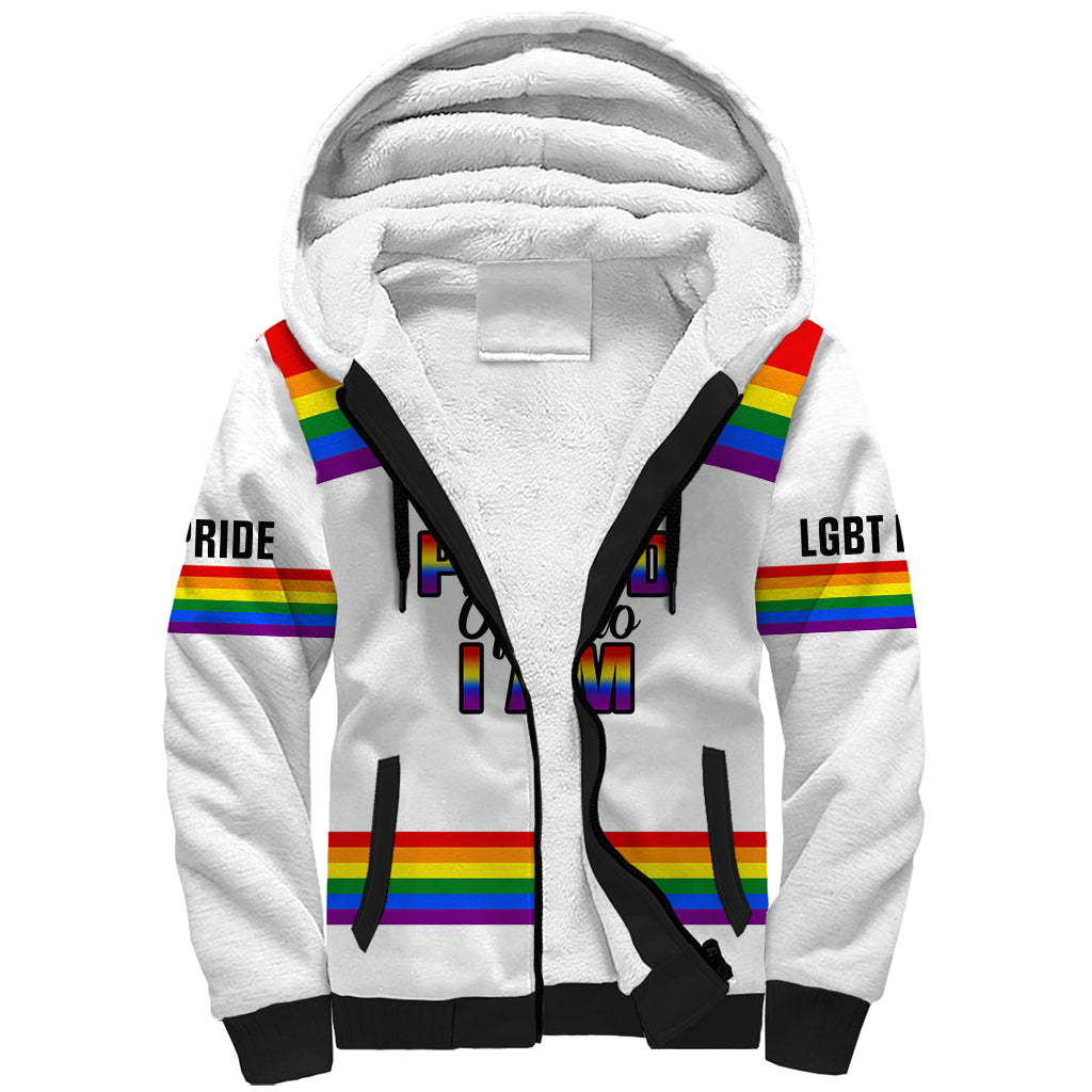 Pride Month LGBT Sherpa Hoodie Proud Of Who I Am White - Wonder Print Shop