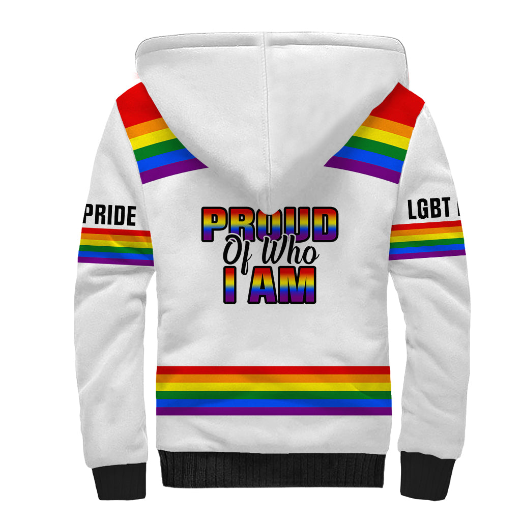 Pride Month LGBT Sherpa Hoodie Proud Of Who I Am White - Wonder Print Shop