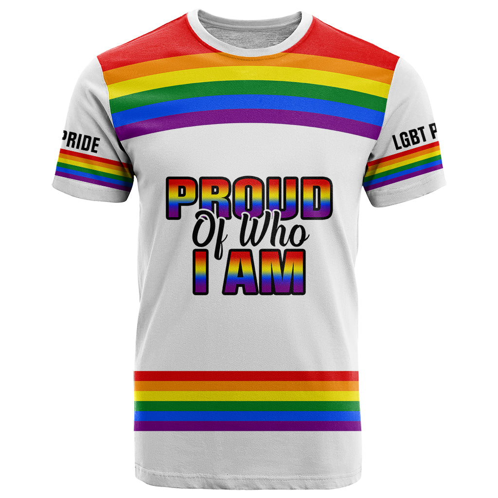 Pride Month LGBT T Shirt Proud Of Who I Am White - Wonder Print Shop