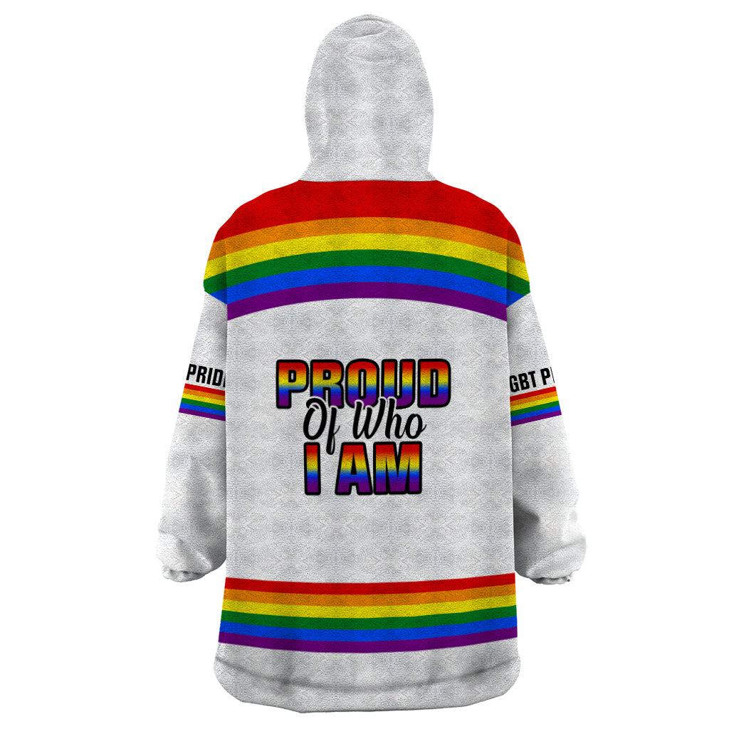 Pride Month LGBT Wearable Blanket Hoodie Proud Of Who I Am White - Wonder Print Shop