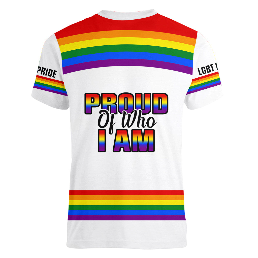 Pride Month LGBT Women V Neck T Shirt Proud Of Who I Am White - Wonder Print Shop