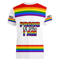 Pride Month LGBT Women V Neck T Shirt Proud Of Who I Am White - Wonder Print Shop