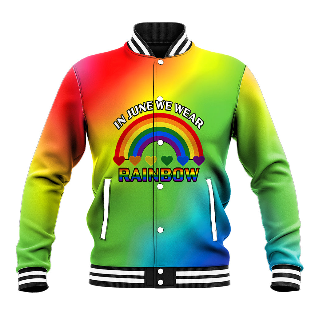 Pride Month LGBT Baseball Jacket In June We Wear Rainbow - Wonder Print Shop