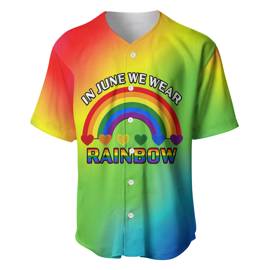 Pride Month LGBT Baseball Jersey In June We Wear Rainbow - Wonder Print Shop