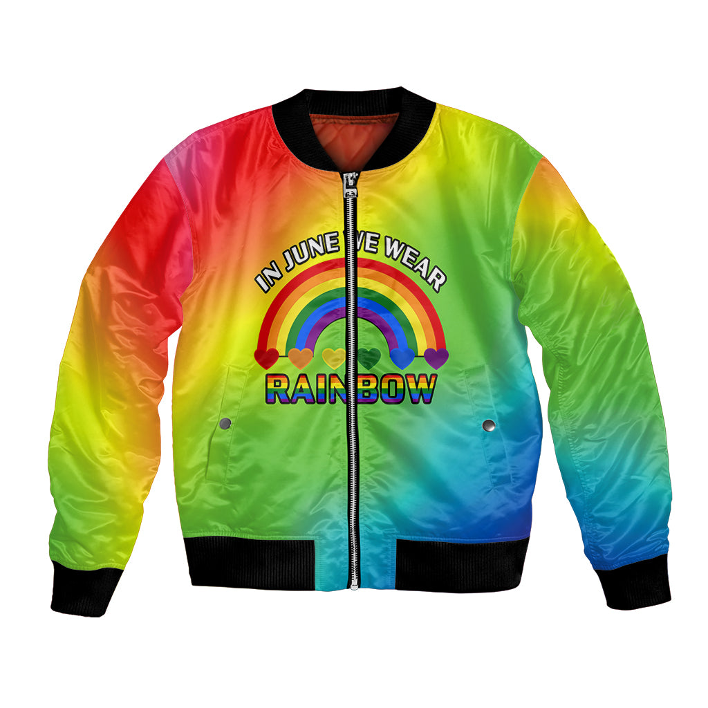 Pride Month LGBT Bomber Jacket In June We Wear Rainbow - Wonder Print Shop