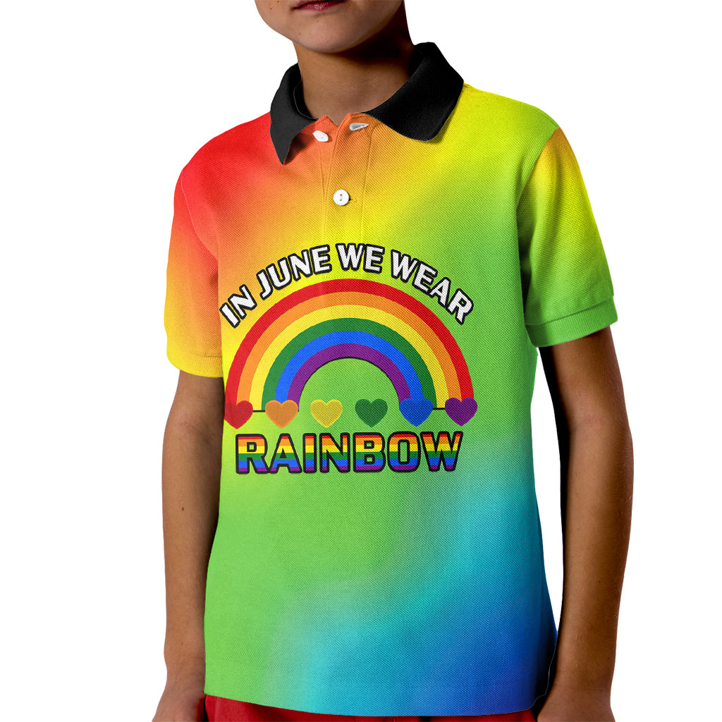 Pride Month LGBT Kid Polo Shirt In June We Wear Rainbow - Wonder Print Shop