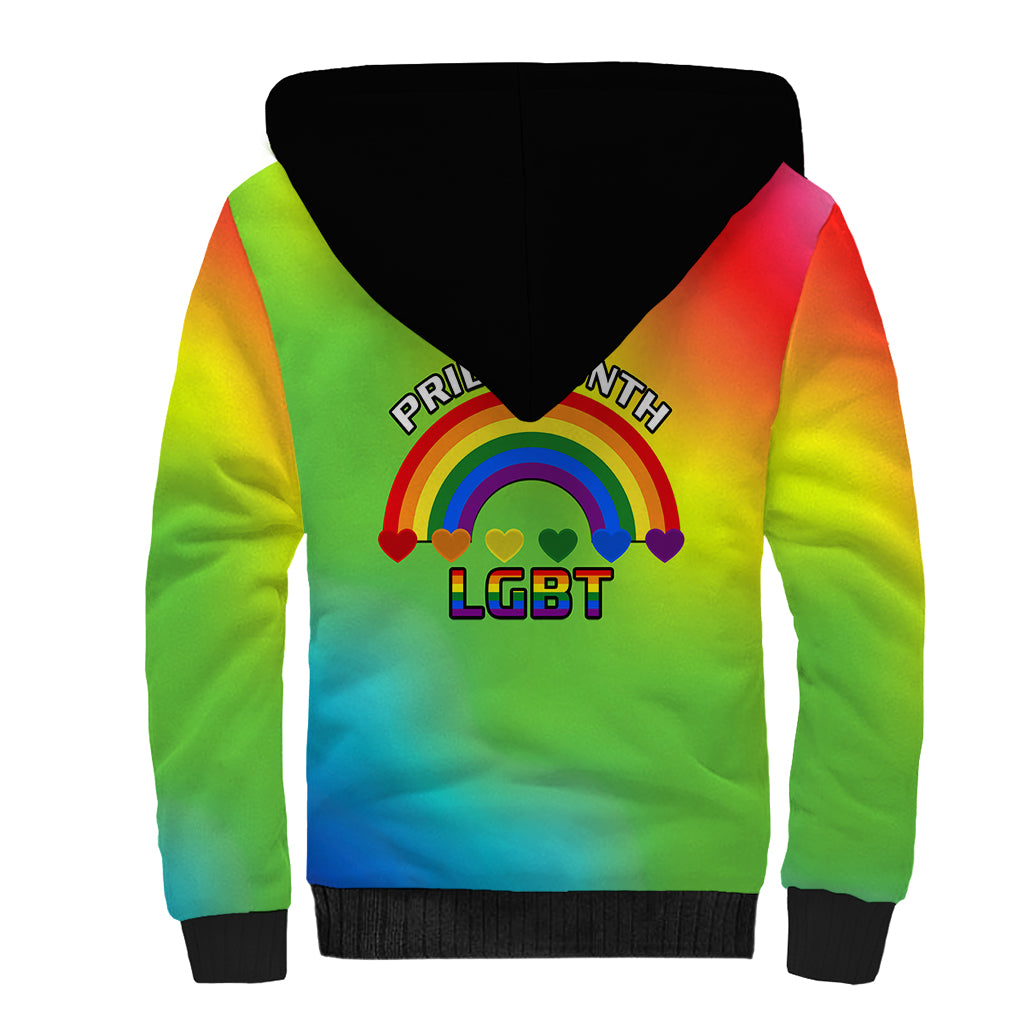 Pride Month LGBT Sherpa Hoodie In June We Wear Rainbow - Wonder Print Shop