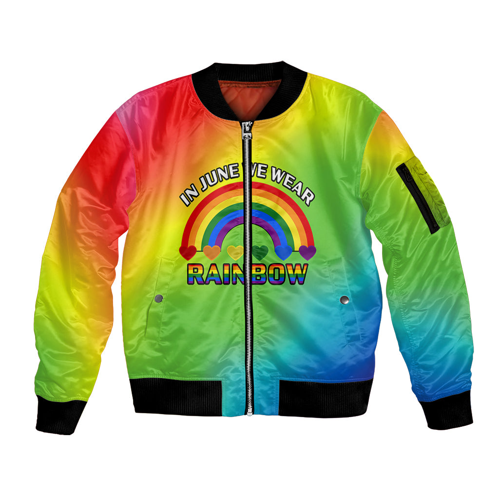 Pride Month LGBT Sleeve Zip Bomber Jacket In June We Wear Rainbow - Wonder Print Shop