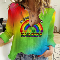 Pride Month LGBT Women Casual Shirt In June We Wear Rainbow - Wonder Print Shop