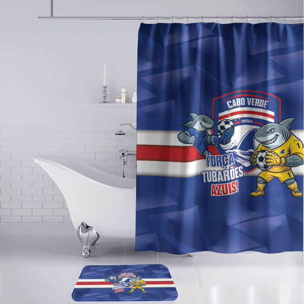 Cabo Verde Football 2026 Bathroom Set Forca Tubaroes Azuis