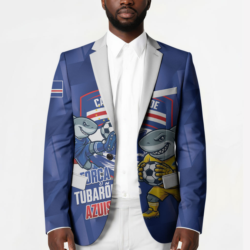 Cabo Verde Football 2026 Custom Blazer Forca Tubaroes Azuis