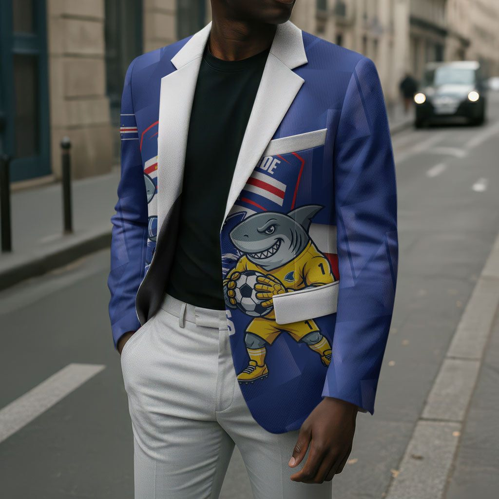 Cabo Verde Football 2026 Custom Blazer Forca Tubaroes Azuis