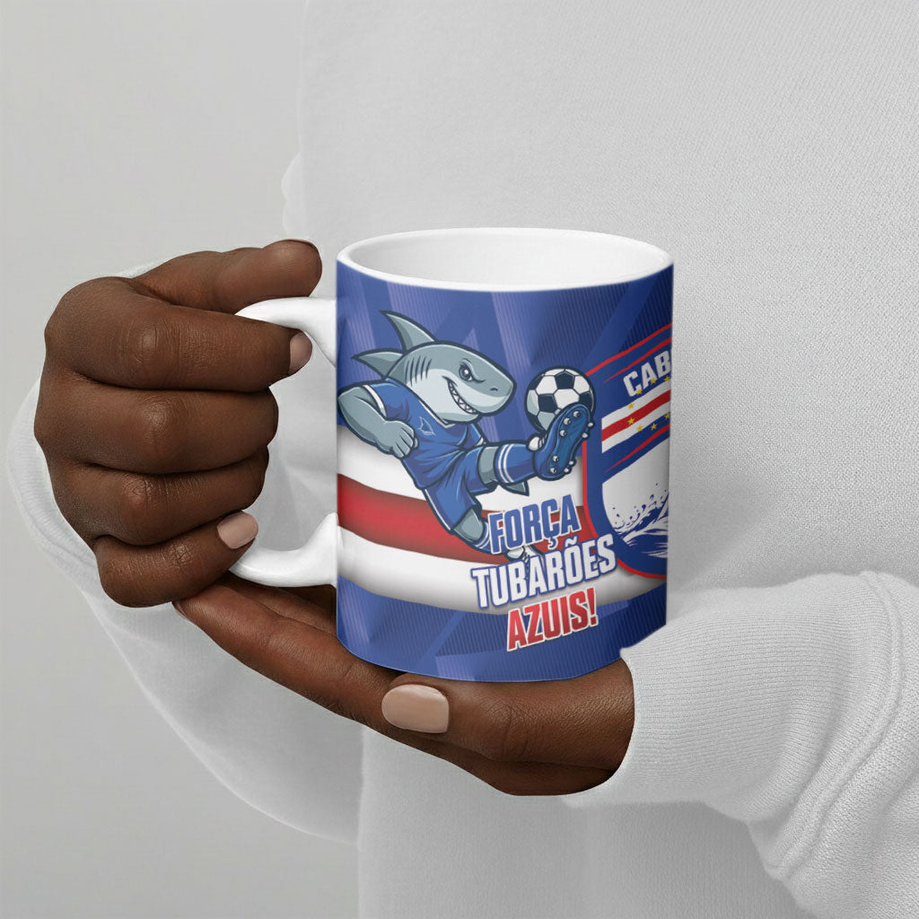 Cabo Verde Football 2026 Custom Ceramic Mug Forca Tubaroes Azuis
