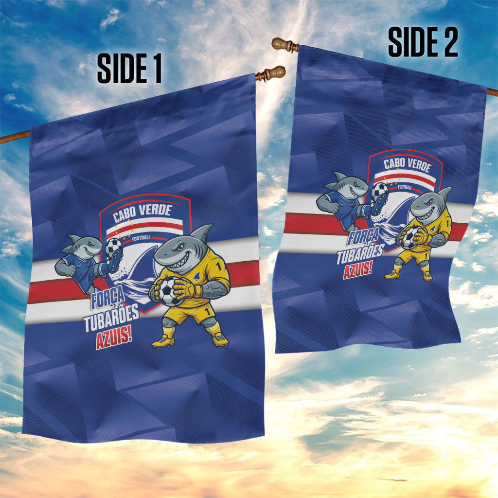Cabo Verde Football 2026 Garden Flag Forca Tubaroes Azuis