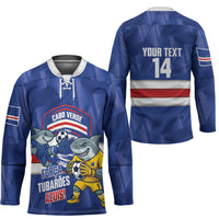 Cabo Verde Football 2026 Custom Hockey Jersey Forca Tubaroes Azuis