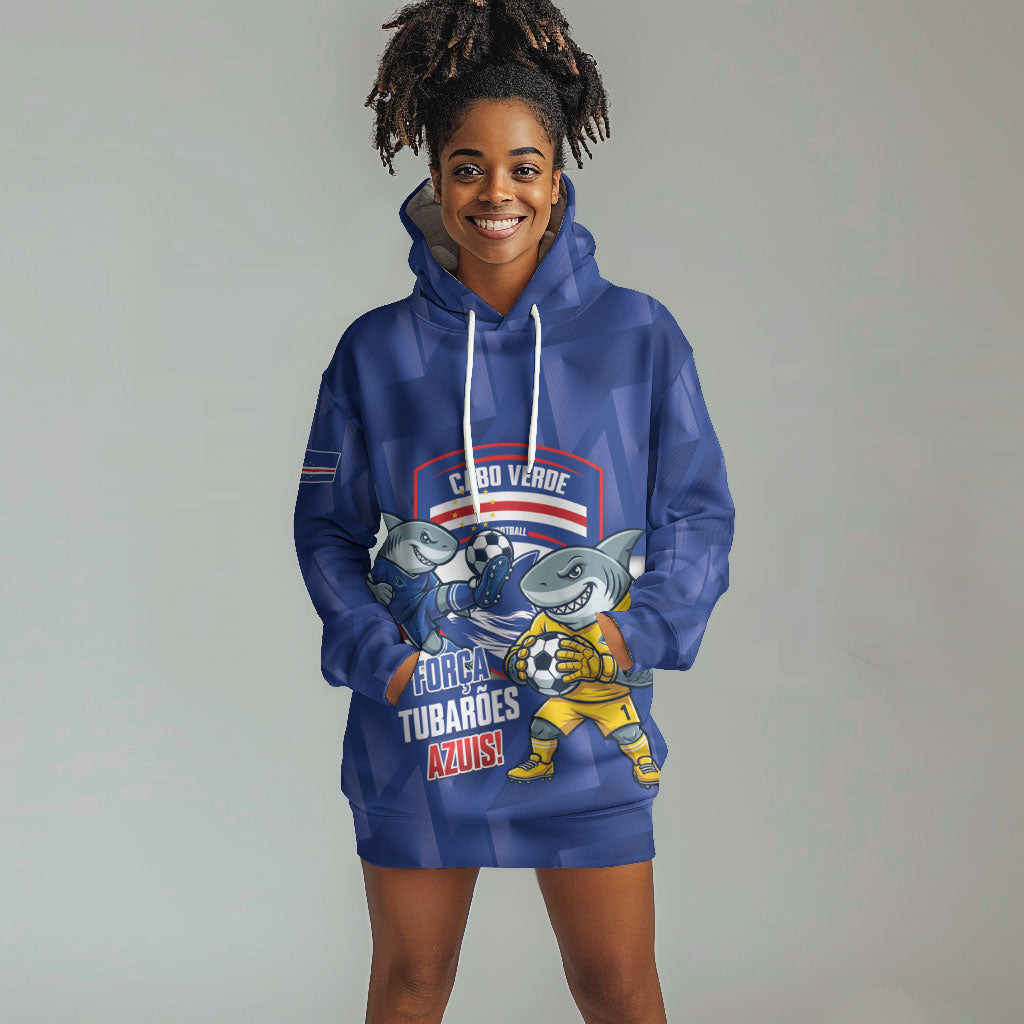 Cabo Verde Football 2026 Custom Hoodie Dress Forca Tubaroes Azuis