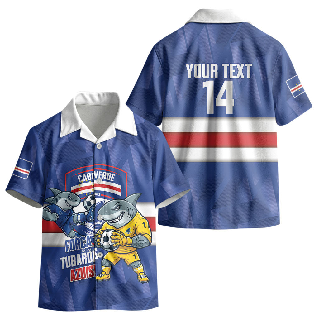 Cabo Verde Football 2026 Custom Kid Hawaiian Shirt Forca Tubaroes Azuis