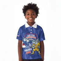 Cabo Verde Football 2026 Custom Kid Polo Shirt Forca Tubaroes Azuis