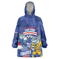 Cabo Verde Football 2026 Custom Kid Wearable Blanket Hoodie Forca Tubaroes Azuis