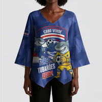 Cabo Verde Football 2026 Custom Kimono Sleeve Blouse Forca Tubaroes Azuis