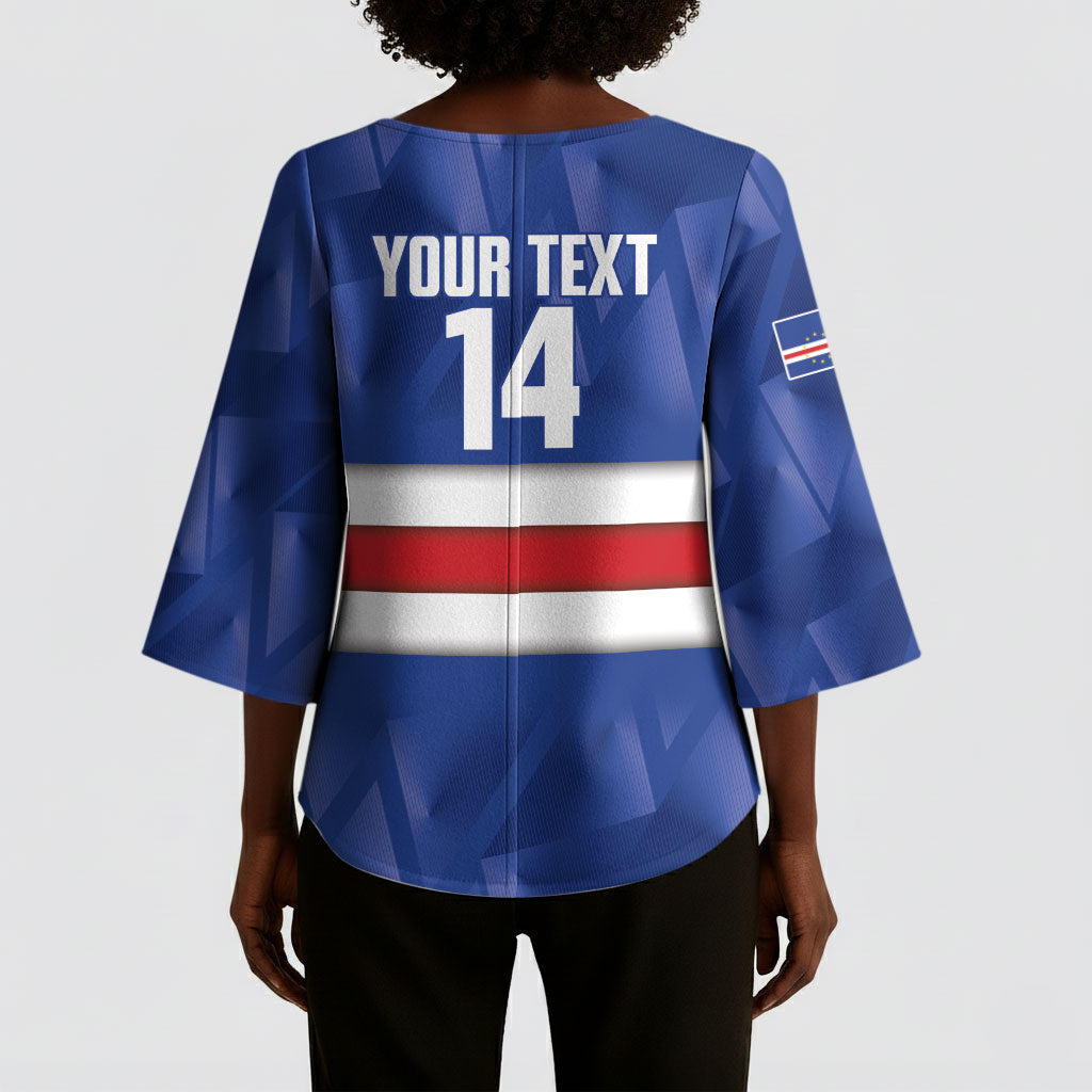 Cabo Verde Football 2026 Custom Kimono Sleeve Blouse Forca Tubaroes Azuis