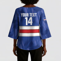 Cabo Verde Football 2026 Custom Kimono Sleeve Blouse Forca Tubaroes Azuis