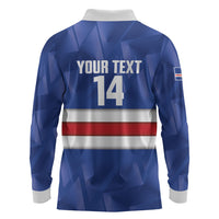 Cabo Verde Football 2026 Custom Long Sleeve Polo Shirt Forca Tubaroes Azuis