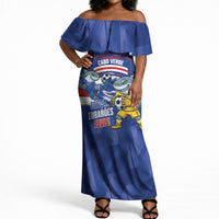 Cabo Verde Football 2026 Custom Off Shoulder Maxi Dress Forca Tubaroes Azuis