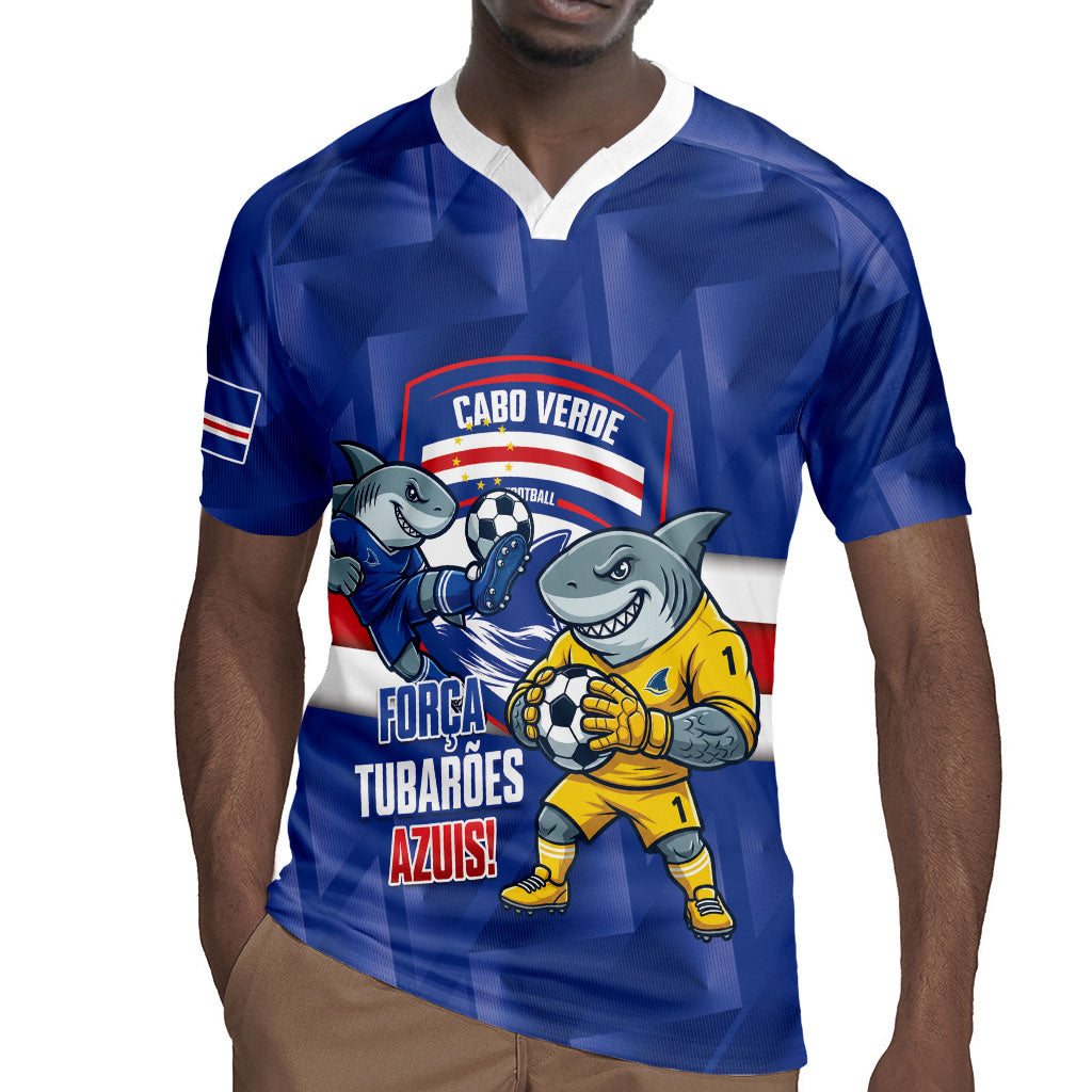 Cabo Verde Football 2026 Custom Rugby Jersey Forca Tubaroes Azuis