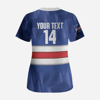 Cabo Verde Football 2026 Custom Scrub Top Forca Tubaroes Azuis