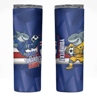 Cabo Verde Football 2026 Custom Skinny Tumbler Forca Tubaroes Azuis