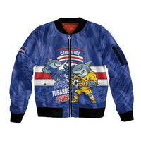 Cabo Verde Football 2026 Custom Sleeve Zip Bomber Jacket Forca Tubaroes Azuis