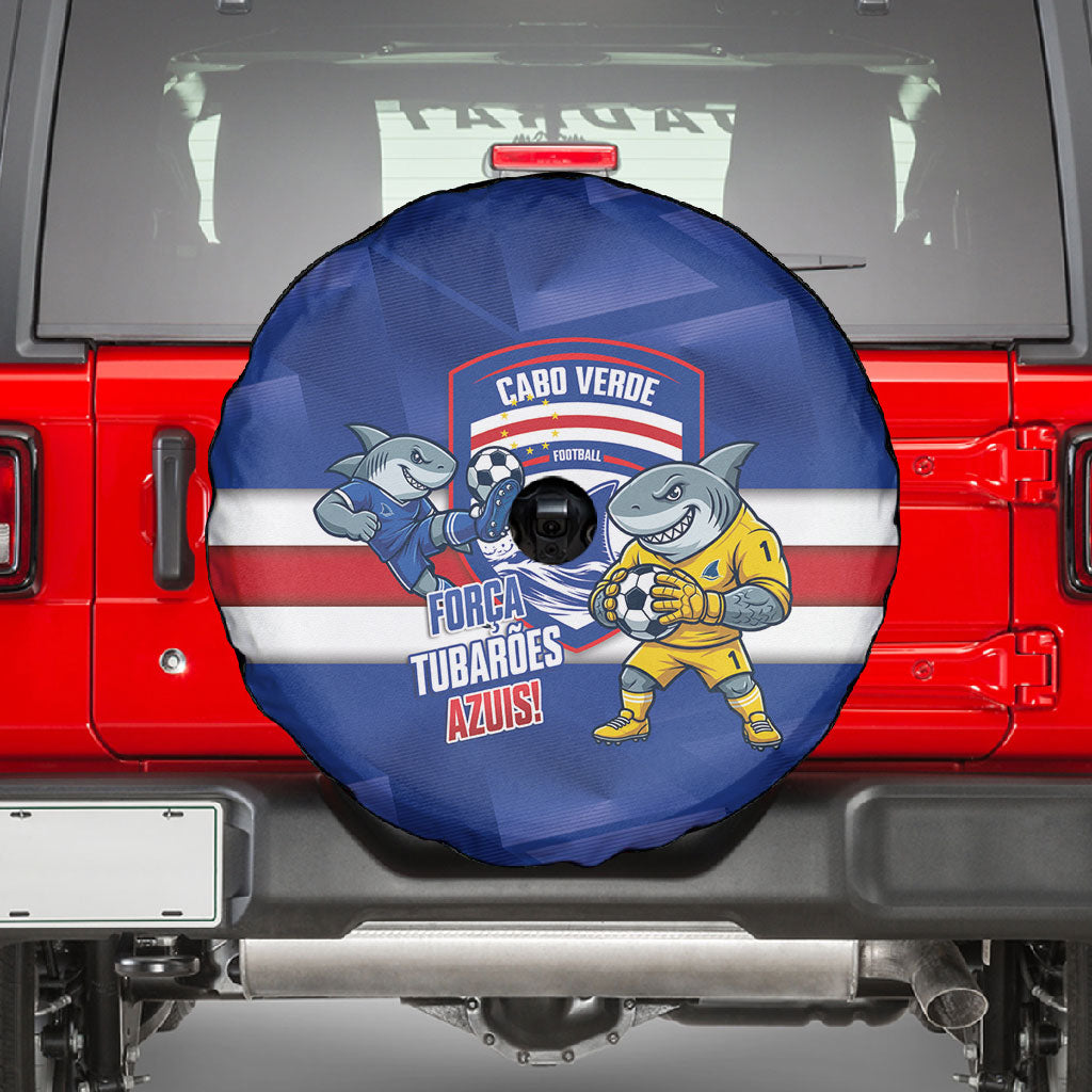 Cabo Verde Football 2026 Spare Tire Cover Forca Tubaroes Azuis