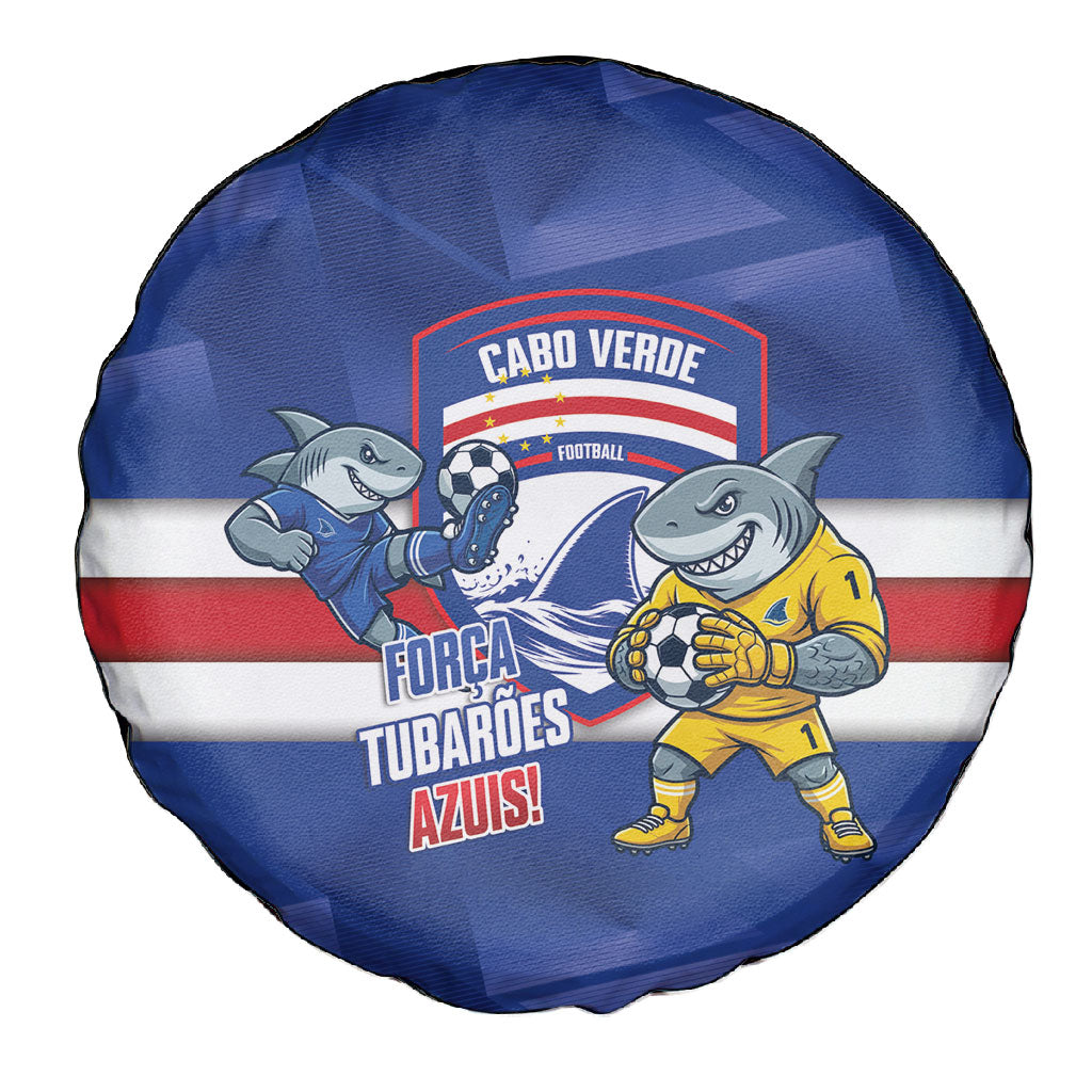 Cabo Verde Football 2026 Spare Tire Cover Forca Tubaroes Azuis