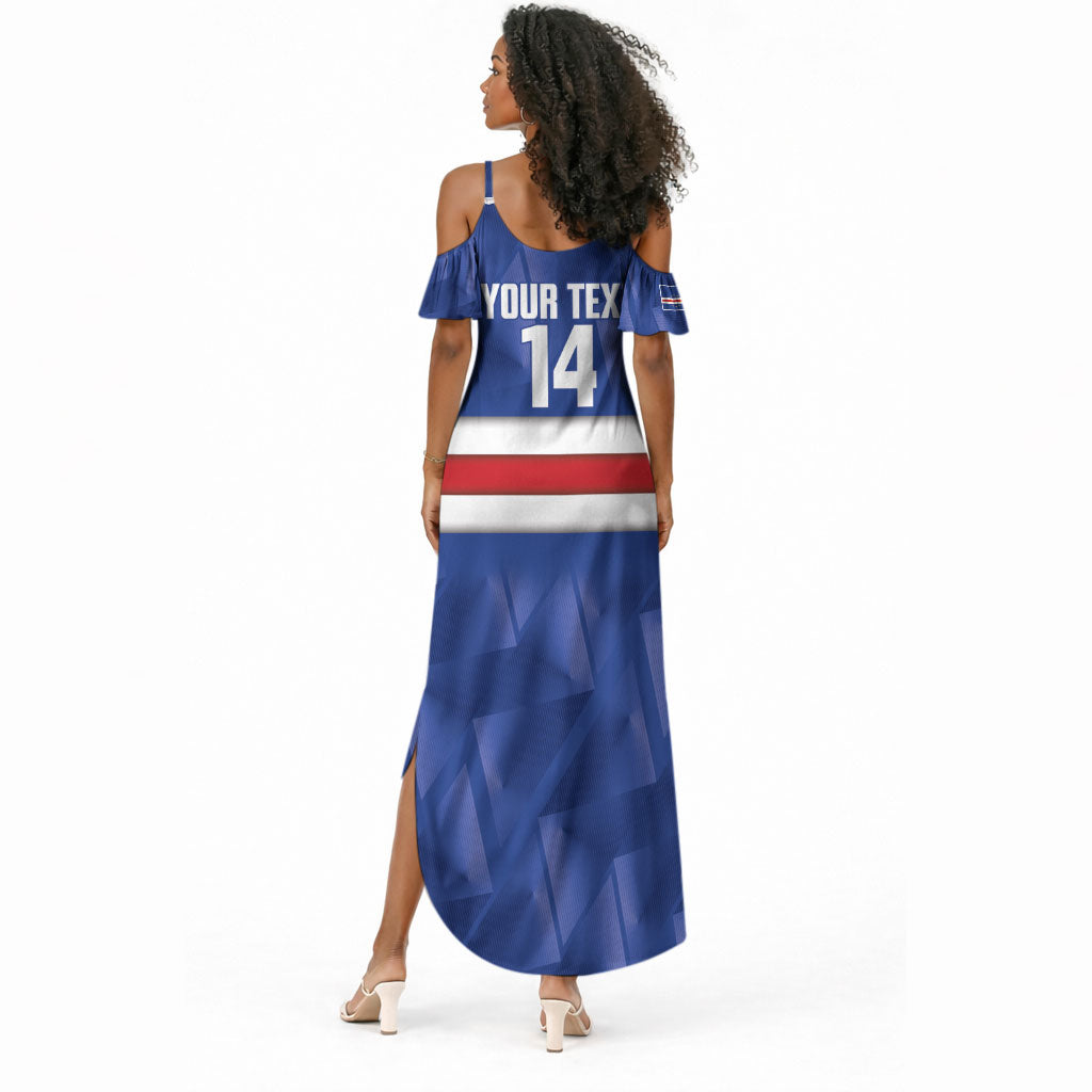Cabo Verde Football 2026 Custom Summer Maxi Dress Forca Tubaroes Azuis