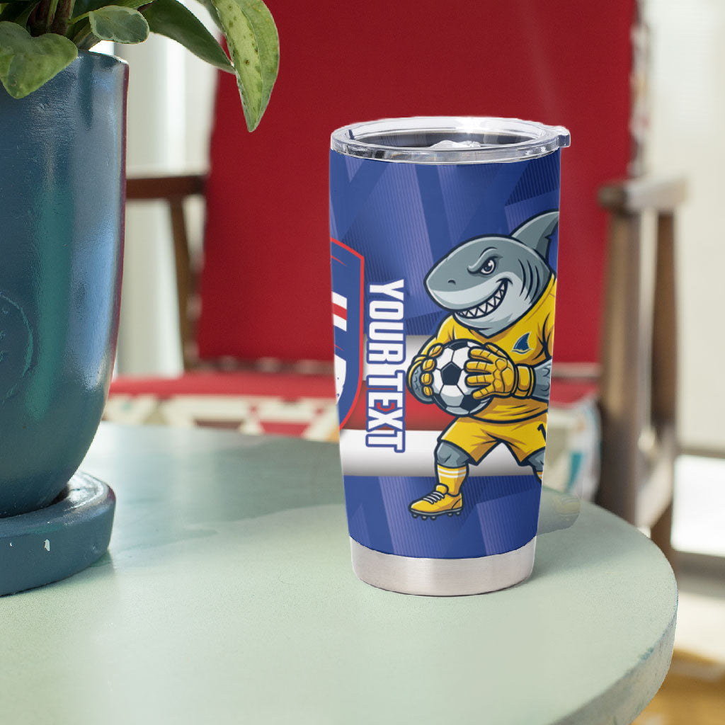 Cabo Verde Football 2026 Custom Tumbler Cup Forca Tubaroes Azuis