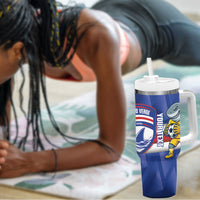 Cabo Verde Football 2026 Custom Tumbler With Handle Forca Tubaroes Azuis