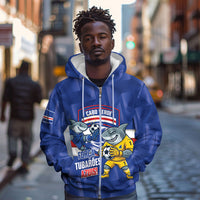 Cabo Verde Football 2026 Custom Zip Hoodie Forca Tubaroes Azuis